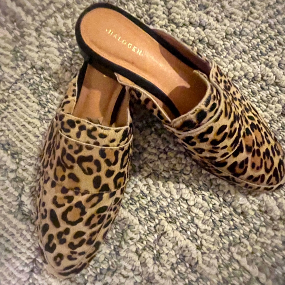 Ladies animal print mules.